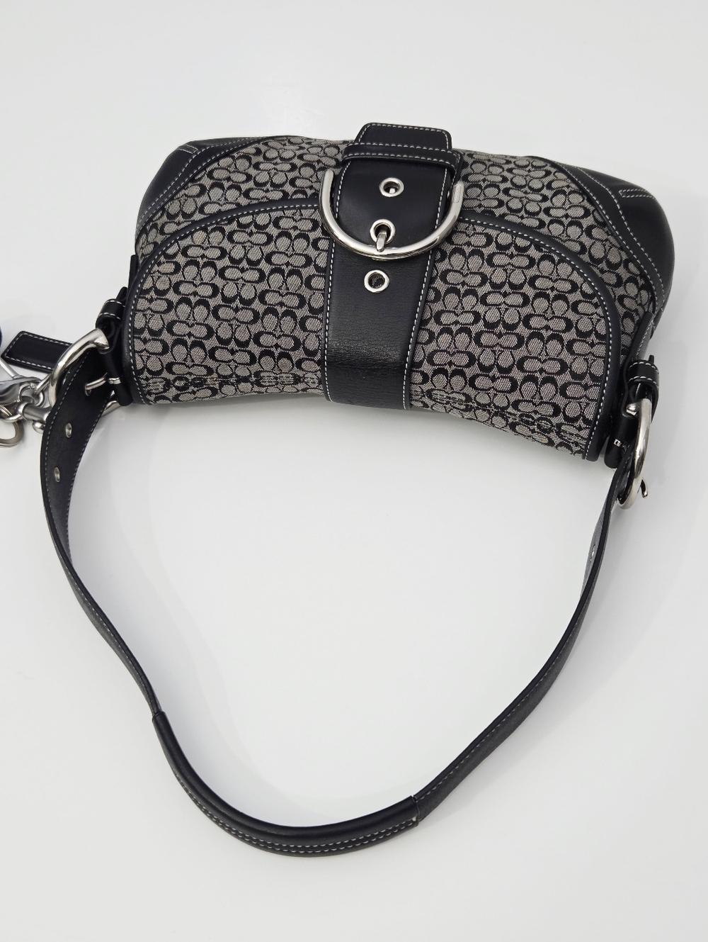 EXCELLENT VINTAGE COACH Y2K MINI SIGNATURE SOHO BUCKLE FLAP SHOULDER BAG 6818 - Picture 8 of 11